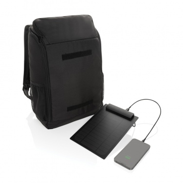 Logo trade promotional item photo of: Pedro AWARE™ RPET deluxe backpack with 5W solar panel