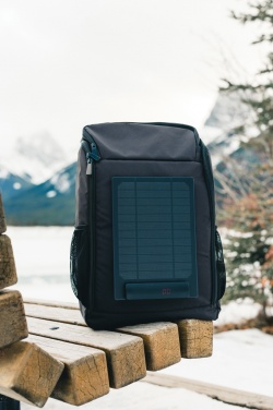 Logo trade promotional products image of: Pedro AWARE™ RPET deluxe backpack with 5W solar panel