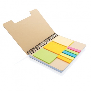 Logo trade business gift photo of: A5 Kraft spiral notebook with sticky notes