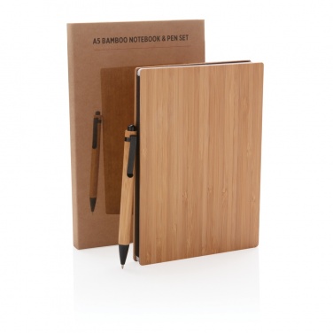 Logo trade promotional items picture of: A5 Bamboo notebook & pen set