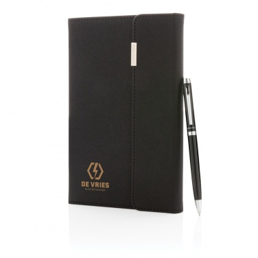 Logo trade corporate gifts picture of: Swiss Peak deluxe A5 notebook and pen set