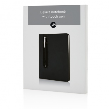 Logo trade promotional giveaways picture of: Standard hardcover PU A5 notebook with stylus pen