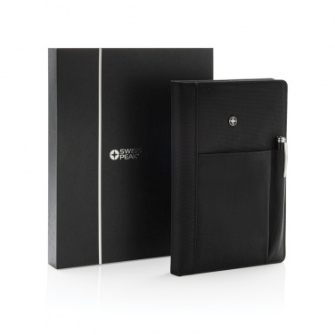 Logo trade promotional giveaways image of: Refillable notebook and pen set