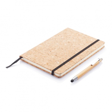 Logotrade promotional merchandise image of: A5 notebook with bamboo pen including stylus