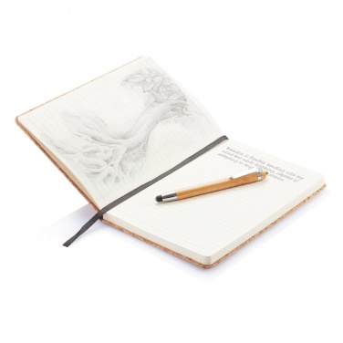 Logotrade promotional items photo of: A5 notebook with bamboo pen including stylus