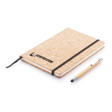 Logotrade business gift image of: A5 notebook with bamboo pen including stylus