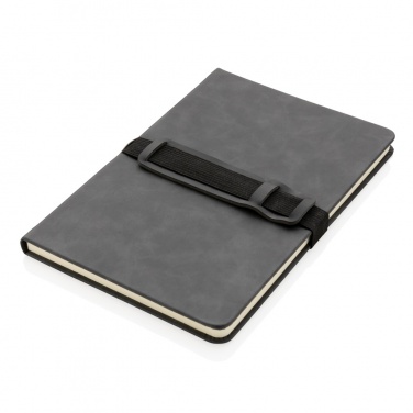 Logotrade business gift image of: Deluxe hardcover PU notebook A5 with phone and pen holder