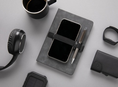 Logo trade promotional gift photo of: Deluxe hardcover PU notebook A5 with phone and pen holder