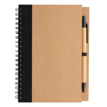 Logo trade promotional gift photo of: Kraft spiral notebook with pen