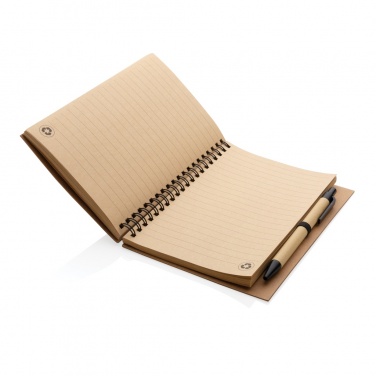 Logo trade promotional merchandise photo of: Kraft spiral notebook with pen