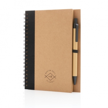 Logo trade promotional gifts image of: Kraft spiral notebook with pen