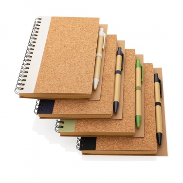 Logo trade advertising products image of: Cork spiral notebook with pen