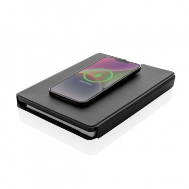 Logo trade promotional merchandise photo of: Swiss Peak RCS rePU notebook with 2-in-1 wireless charger