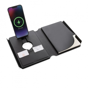 Logotrade promotional product picture of: Swiss Peak RCS rePU notebook with 2-in-1 wireless charger