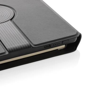 Logo trade promotional giveaways image of: Swiss Peak RCS rePU notebook with 2-in-1 wireless charger