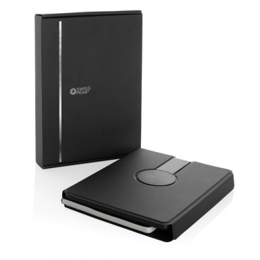 Logo trade promotional gift photo of: Swiss Peak RCS rePU notebook with 2-in-1 wireless charger