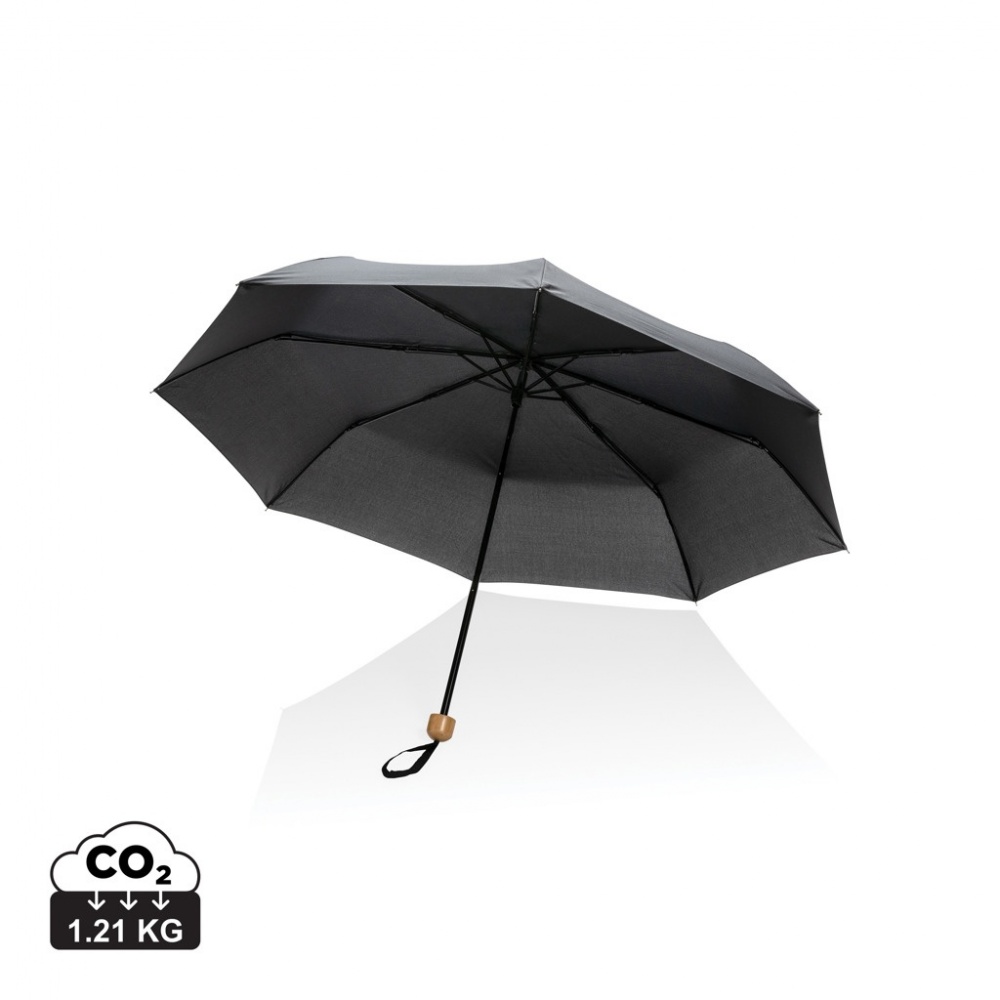 Logo trade promotional product photo of: 20.5" Impact AWARE™ RPET 190T Pongee bamboo mini umbrella