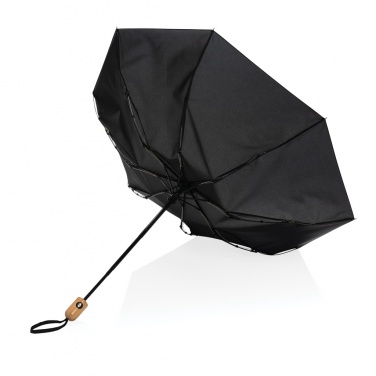 Logo trade promotional gifts picture of: 21" Impact AWARE™ RPET 190T bamboo auto open/close umbrella