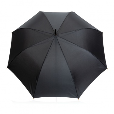 Logo trade business gift photo of: 27" Impact AWARE™ RPET 190T auto open bamboo umbrella