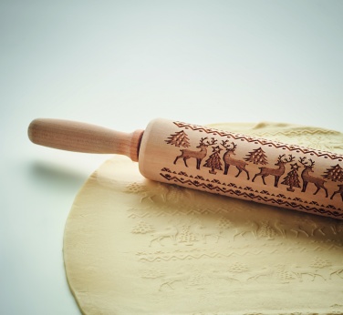 Logo trade corporate gifts image of: Christmas pastry wooden rolling