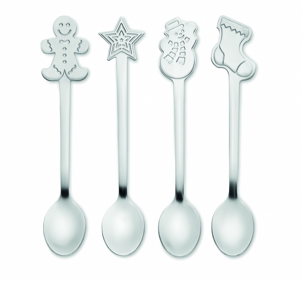 Logo trade promotional product photo of: Set of 4 Christmas tea spoon
