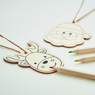 Logo trade promotional products picture of: Drawing wooden ornaments set
