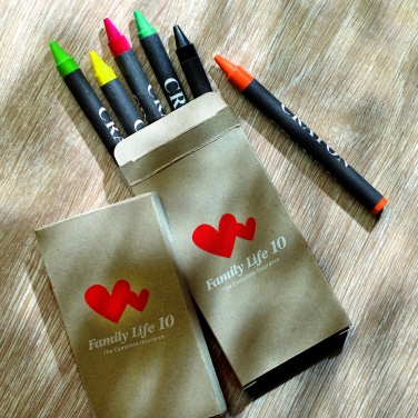 Logo trade promotional merchandise image of: Carton of 6 wax crayons