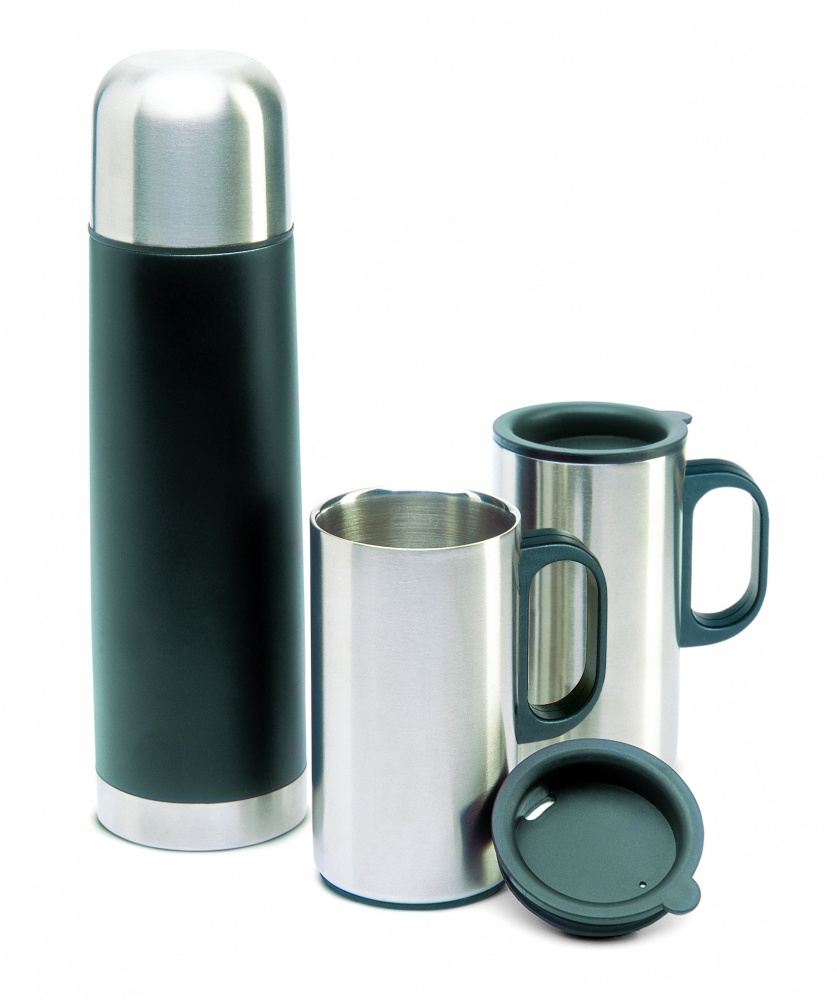 Logo trade business gift photo of: Insulation flask with 2 mugs