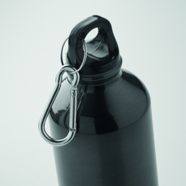 Logo trade promotional gift photo of: 500 ml single-walled water bottle made of recycled aluminum with a carabiner