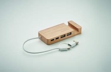 Logotrade corporate gift image of: Bamboo USB 4 ports hub