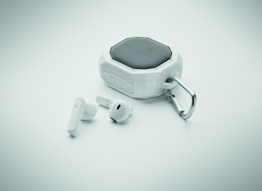 Logo trade promotional items image of: TWS earbuds with solar charger