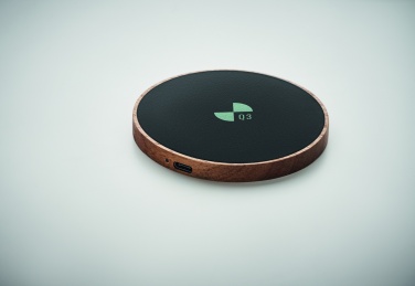 Logo trade business gift photo of: Wireless charger in acacia 15W
