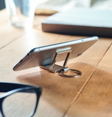 Logo trade business gifts image of: Metal key ring phone stand Seinajoki