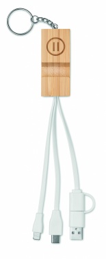 Logo trade promotional merchandise image of: Bamboo key ring and stand Salo