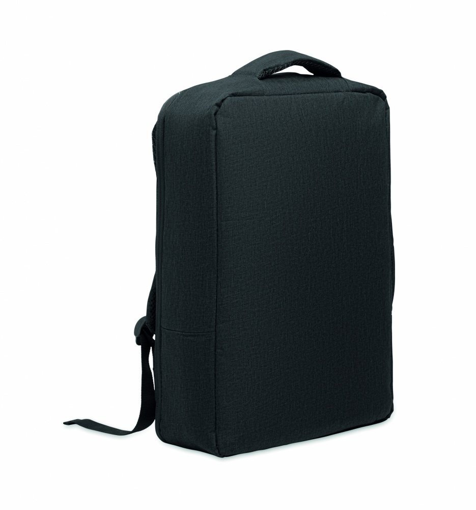 Logotrade promotional gift image of: A safe 15-inch laptop backpack made of 300D RPET with a 210D RPET lining and customizable printing.