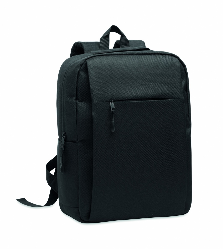 Logo trade promotional items image of: Slim 15 inch laptop backpack made of 600D RPET polyester with a 210D lining and customizable printing