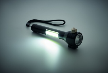 Logotrade promotional merchandise picture of: 3-in-1 aluminum flashlight with an emergency hammer and seatbelt cutter, customizable with printing