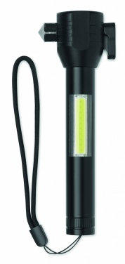Logotrade promotional item picture of: 3-in-1 aluminum flashlight with an emergency hammer and seatbelt cutter, customizable with printing