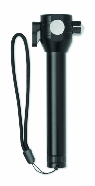 Logo trade promotional products image of: 3-in-1 aluminum flashlight with an emergency hammer and seatbelt cutter, customizable with printing