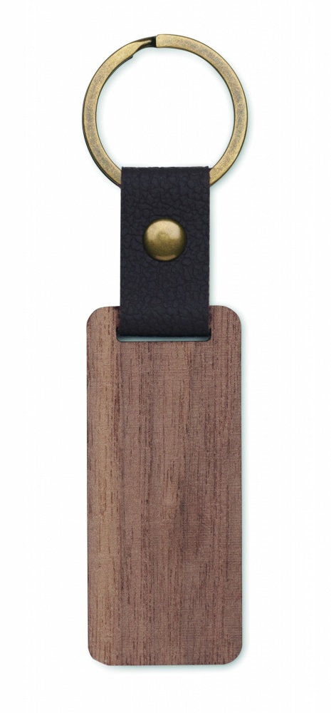 Logotrade promotional product picture of: Key ring in walnut and PU Kokkola