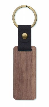 Logotrade advertising product picture of: Key ring in walnut and PU Kokkola