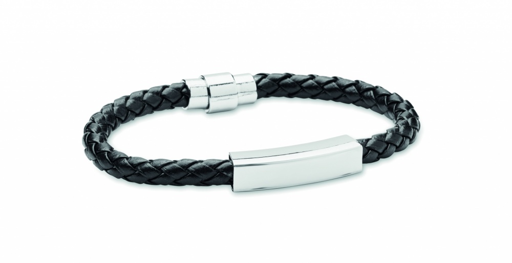 Logo trade promotional items image of: Braided faux leather bracelet