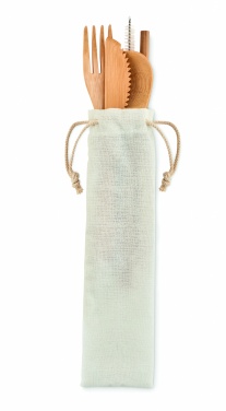 Logo trade promotional merchandise photo of: Bamboo cutlery with straw