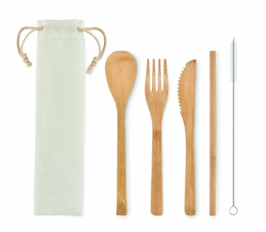 Logo trade promotional gifts image of: Bamboo cutlery with straw
