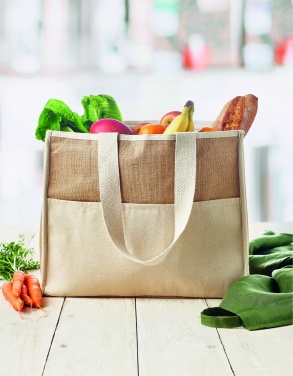 Logo trade corporate gift photo of: Jute and canvas cooler bag