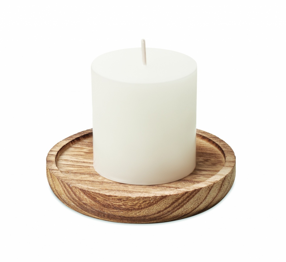 Logo trade business gift photo of: Candle on round wooden base