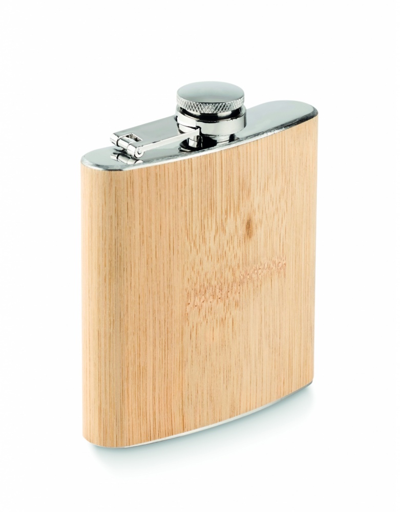 Logo trade corporate gifts picture of: Bamboo slim hip flask 170ml