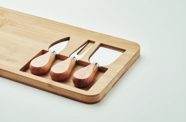 Logo trade business gifts image of: Bamboo Cheese board set Leipzig