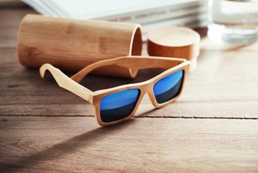 Logotrade promotional product picture of: Sunglasses and case in bamboo KEILA