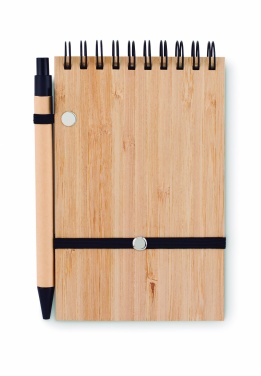 Logo trade promotional items picture of: A6 bamboo notepad with pen SONORABAM